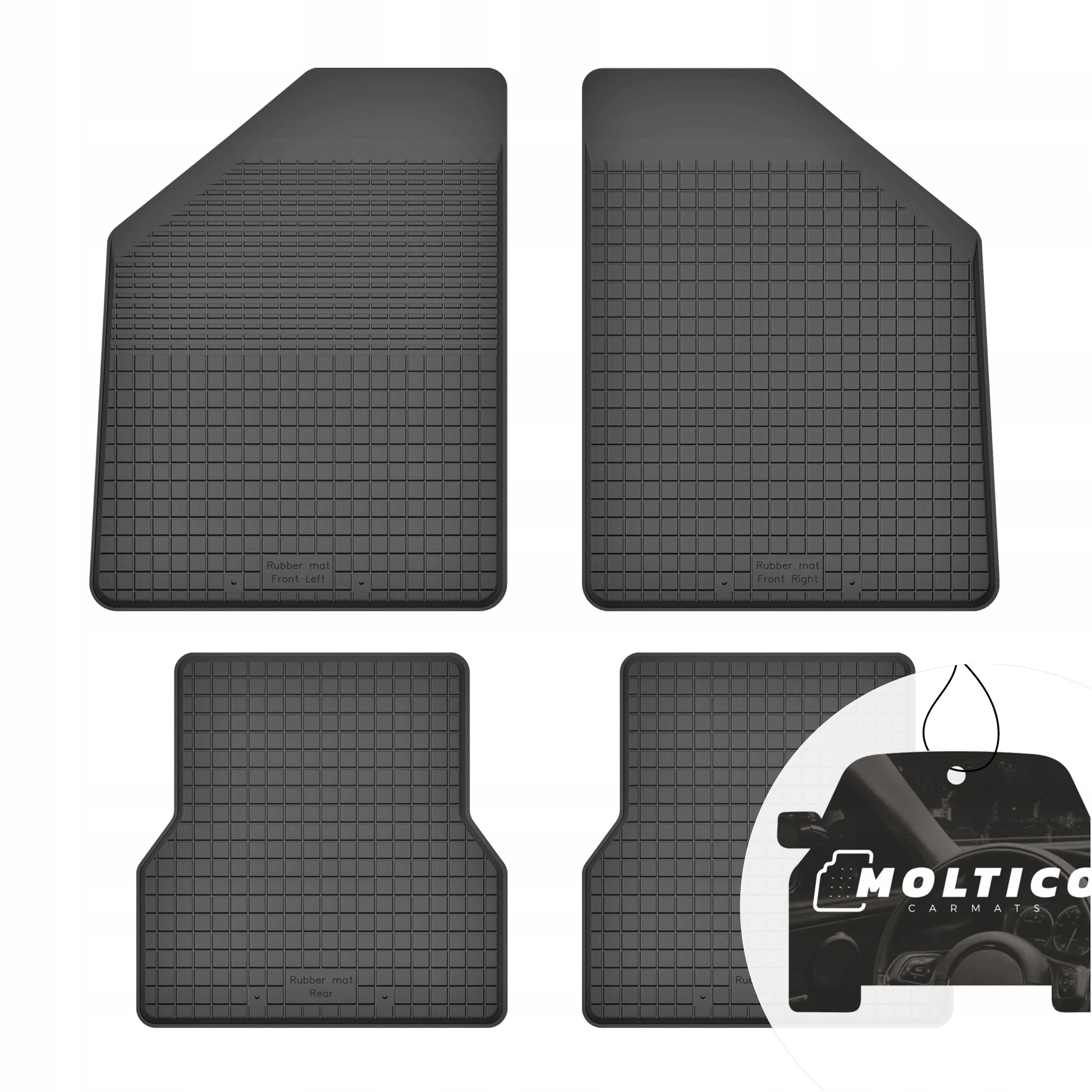 Rubberen vloermatten, geschikt voor Ford Fiesta Mk4, bouwjaar 1995-1999, set inclusief rand.
