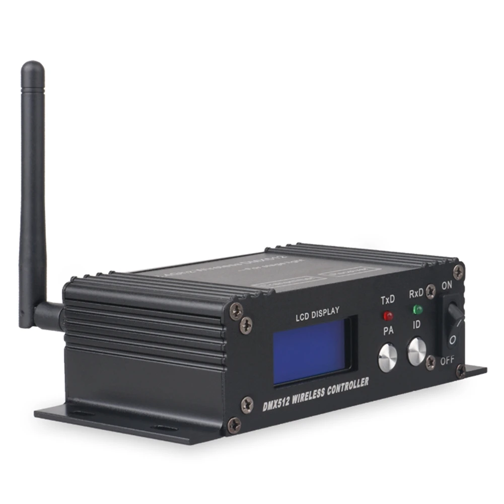 

A38IDMX 512 Wireless Controller Receiver Transmitter LCD Display Power Adjustable for Disco DJ Party Stage Bar Light-EU Plug