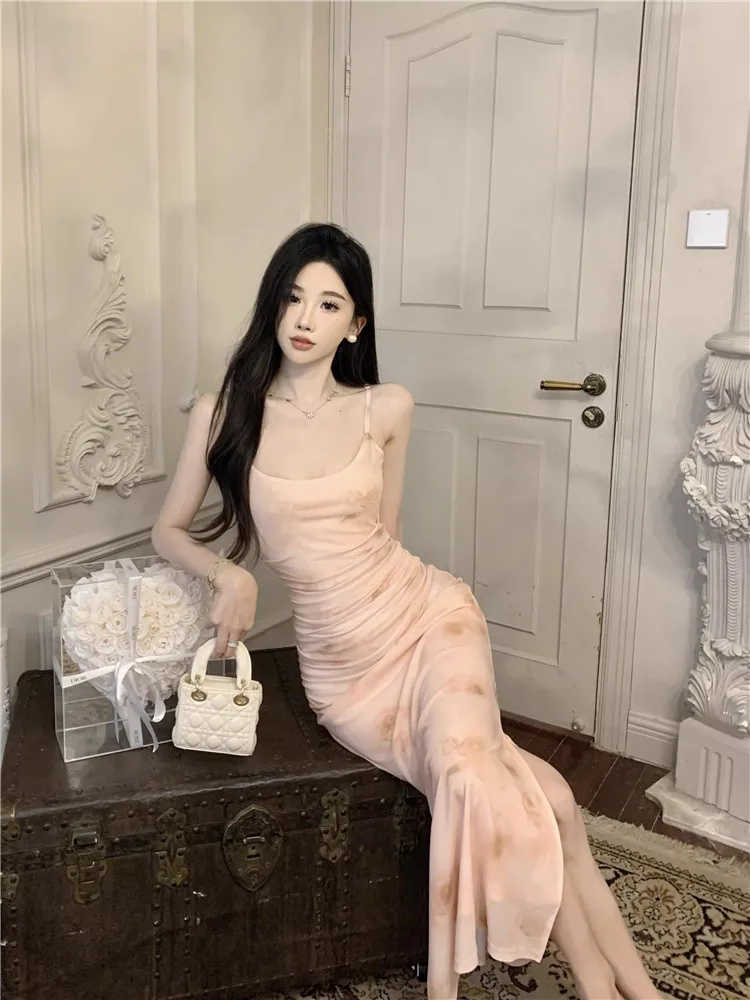 2026 Nuova Primavera Estate Verde Rosa Stampa Vestito da Vacanza 2 Pezzi Abito Lungo Senza Maniche e Camicia da Sole a Maniche Lunghe Chic 2 Pezzi Set di Gonne