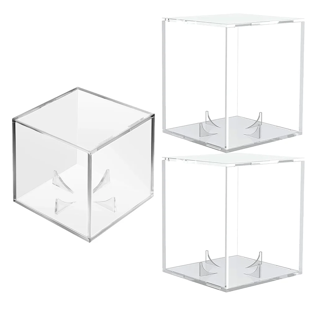 

3 Pcs Display Cassette Bracket Baseball Cube Case Holders Dust-proof Cases for Balls Acrylic
