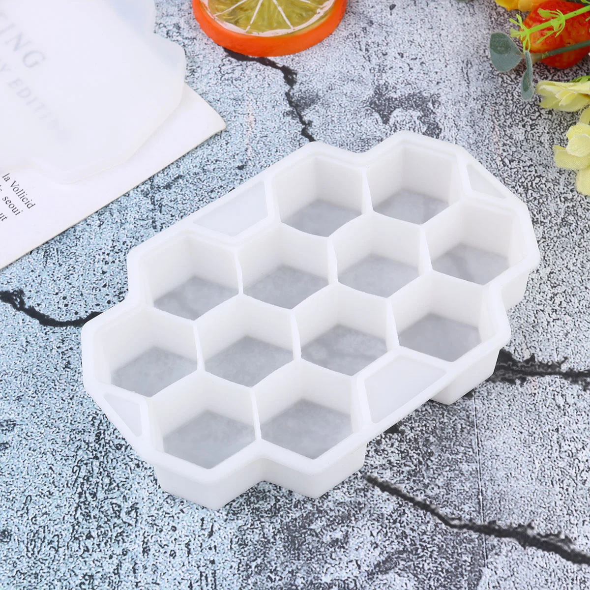 2 Pcs Ice Popsicle Molds Bin with Lid Cube Silicone 12 Grids Tray Whiskey Cubes Yellow