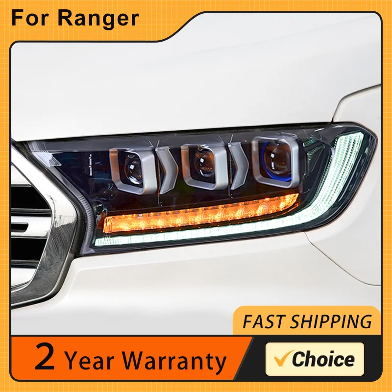 

Car Headlight For Ford Ranger Everest 2015-2020 Front Lights LED Blue Start Animation DRL Dynamic Turn Signal Lamp Demon Eye