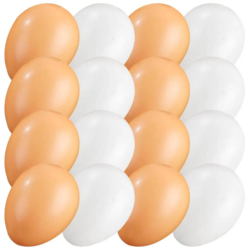 

16 Pcs Simulated Egg Decoration Plastic Fake Eggs White Faux Colorful Artificial Easter Props Kids Diy Toys Montessori Learning