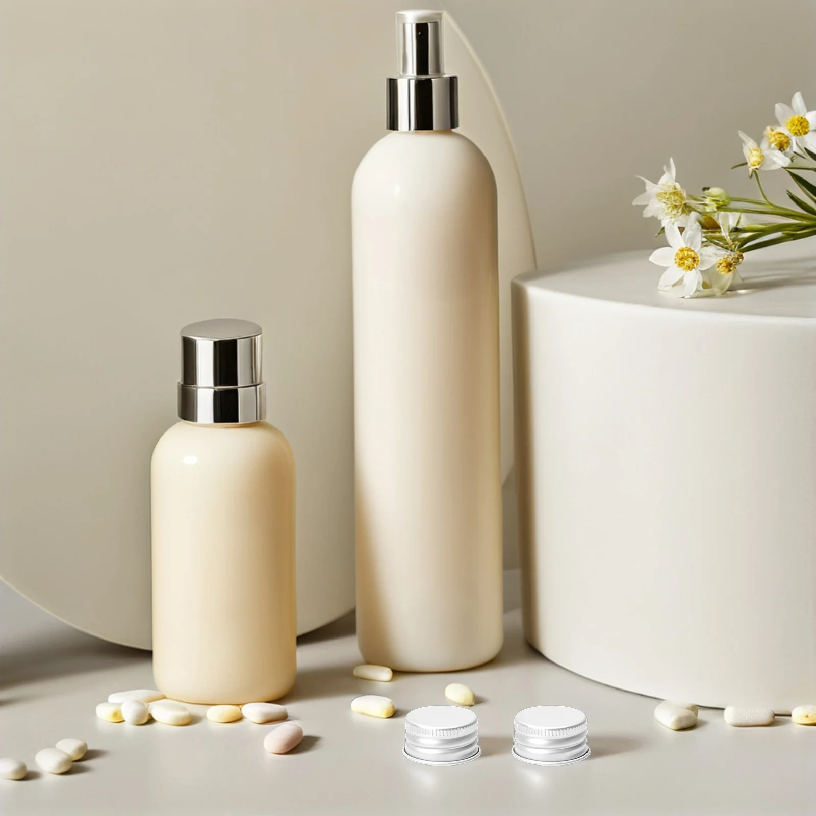 

100pcs Portable Travel Bottles 20Mm Aluminum Threaded Screw Caps Leakproof Replacement Lids For Glass Jars Mini Lotion Toner