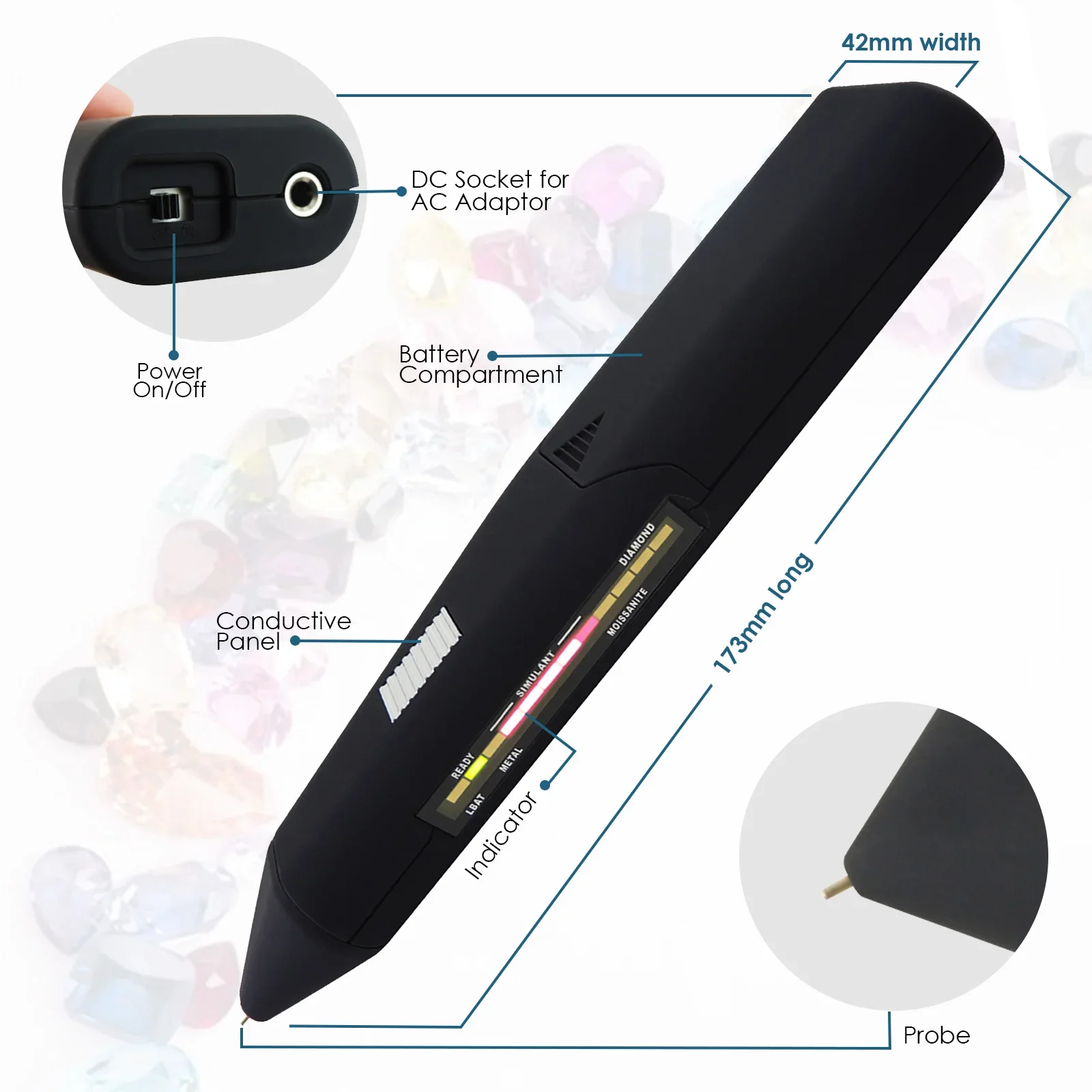 المهنية كومبو تستر الماس مويسانيتي الأحجار الكريمة عالية الدقة تستر 2pt أداة تحديد المجوهرات (OEM)