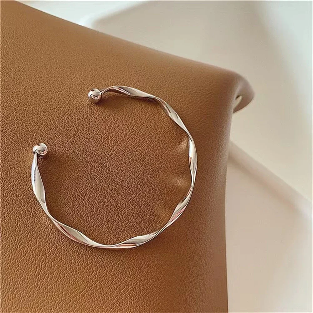 Retro Cuff Bracelet Blank Mobius Opening Bangles For Women Minimalism Twisted Wrist Jewelry Accessories Wife Mom Birthday Gifts