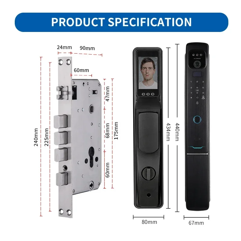 OYO-cerradura Inteligente con cámara para exteriores, dispositivo de cierre electrónico con huella dactilar, de Metal, para puerta Delantera