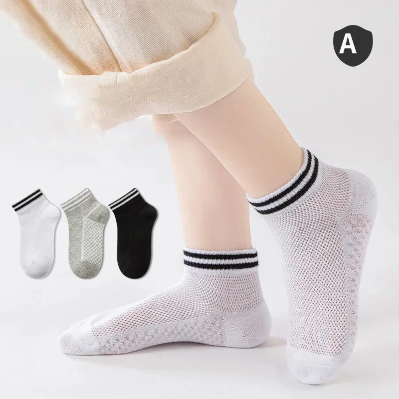 3 Pairs a Lot MILANCEL Kids Summer Socks 3-18T Mesh Ventilate Boys Sports Socks Leisure Stripe Children Girls Ankle Socks
