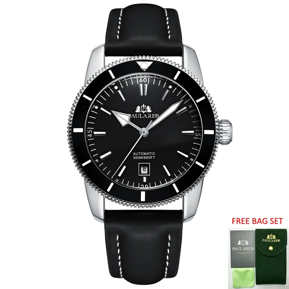 Orologio automatico da uomo Meccanico a carica automatica Rete in acciaio inossidabile Pelle Super Heritage Big 46mm Ocean