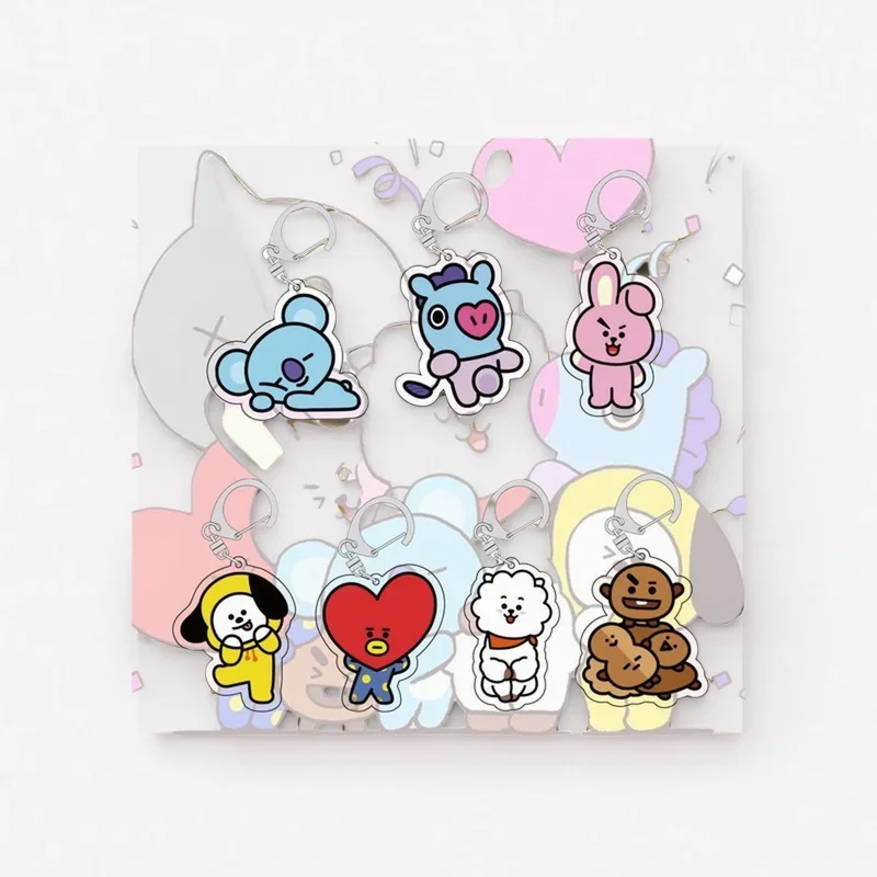 7 шт./компл. Bt21 акриловый брелок TATA KOYA RJ милый мультяшный студенческий рюкзак кулон декоративный подарок