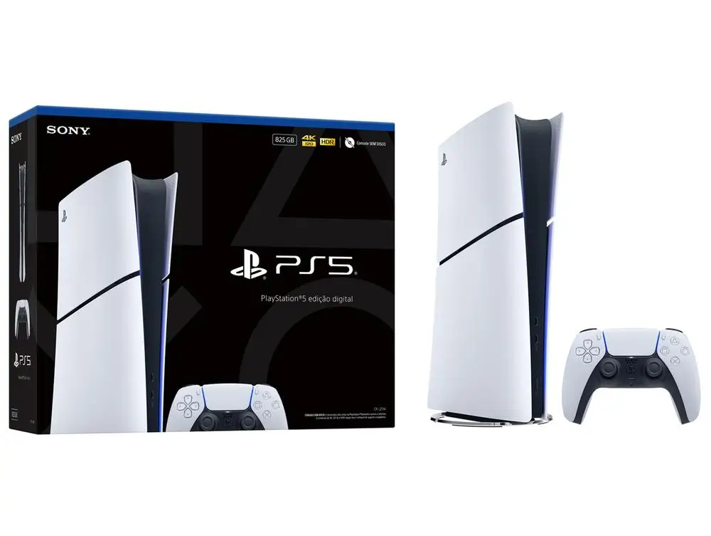 PS5 PlayStation 5 Edição Digital 825GB 1
Controle Branco Sony 825 GB Slim