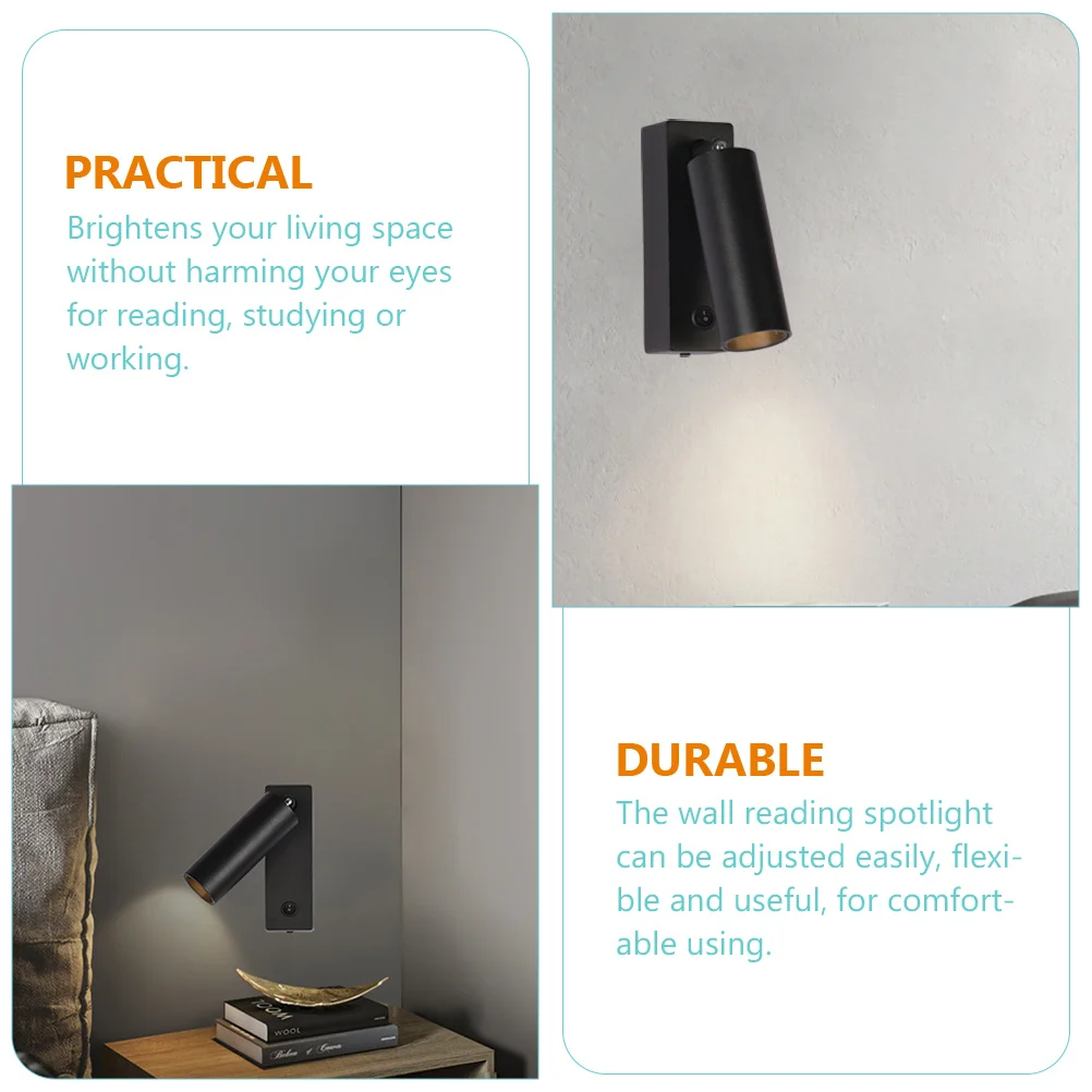 

LED Reading Light Sconces Wall Spotlight Aluminum Adjustable Swivel Bedside for Bedroom Living Room Study Eye Protection