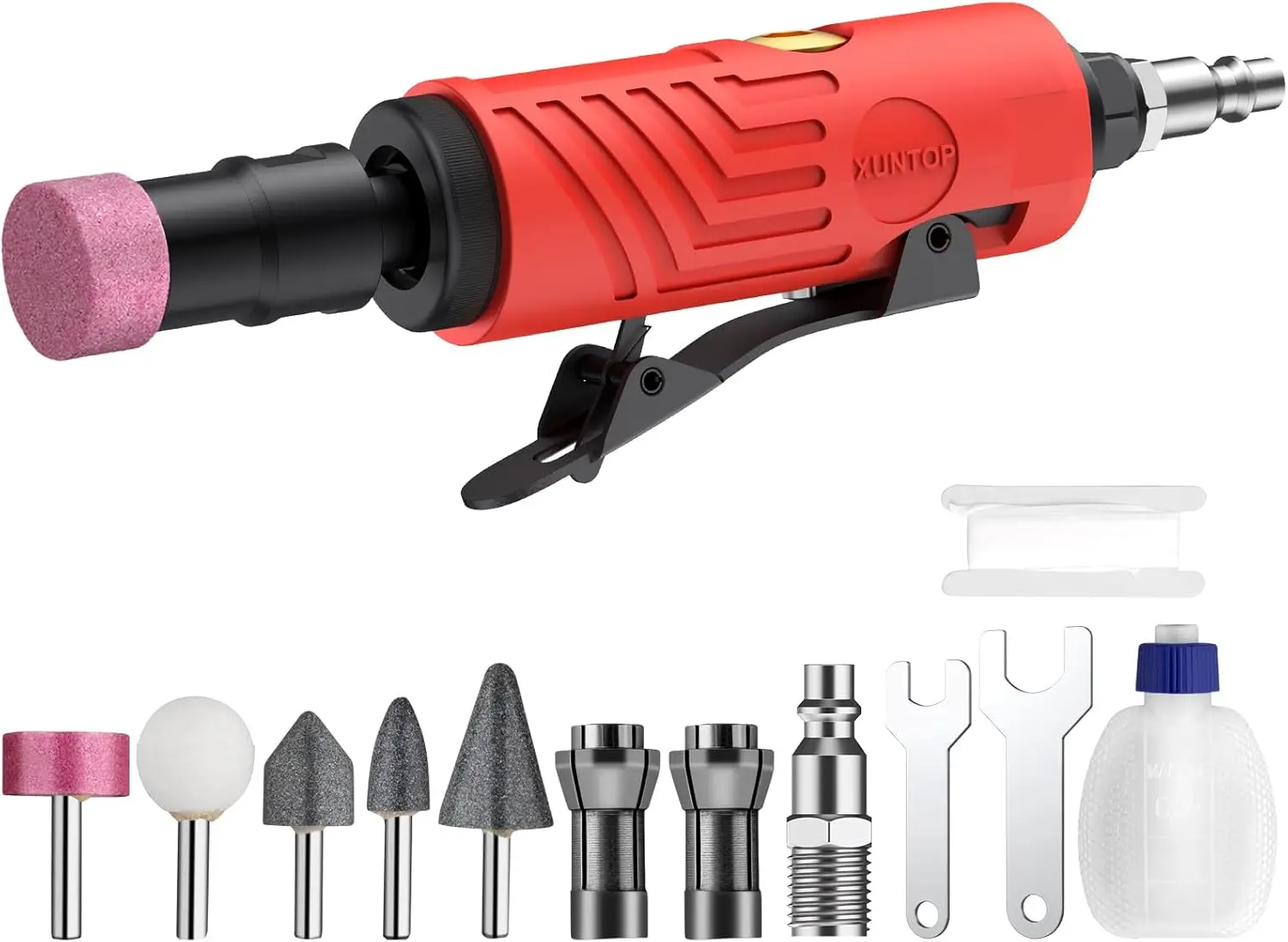 

25000Rpm Air Grinder with After-Exhaust,Straight Air Die Grinder with Empty Oil Bottle and 1/4" 1/8"Collets Pneumatic Grinder