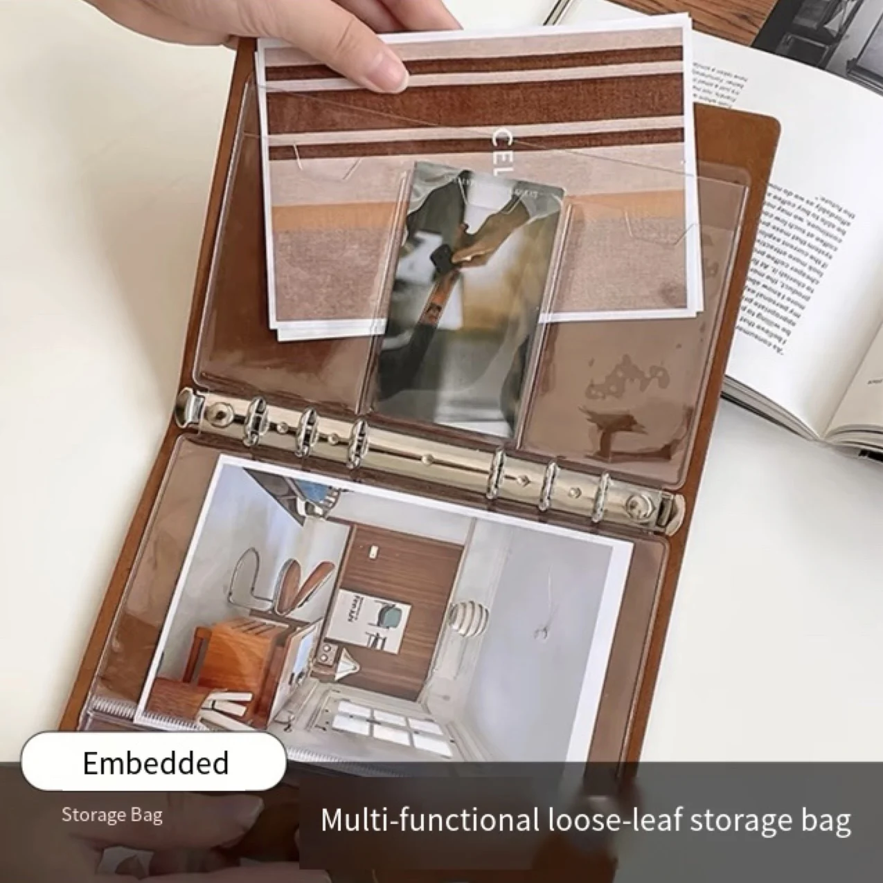 

Органайзер для карманов с защелкой Snap-lock, прозрачная ПВХ-сумка с 6 отверстиями, карман на молнии для блокнотов A5, A6, A7, C6, сумка для хранения.