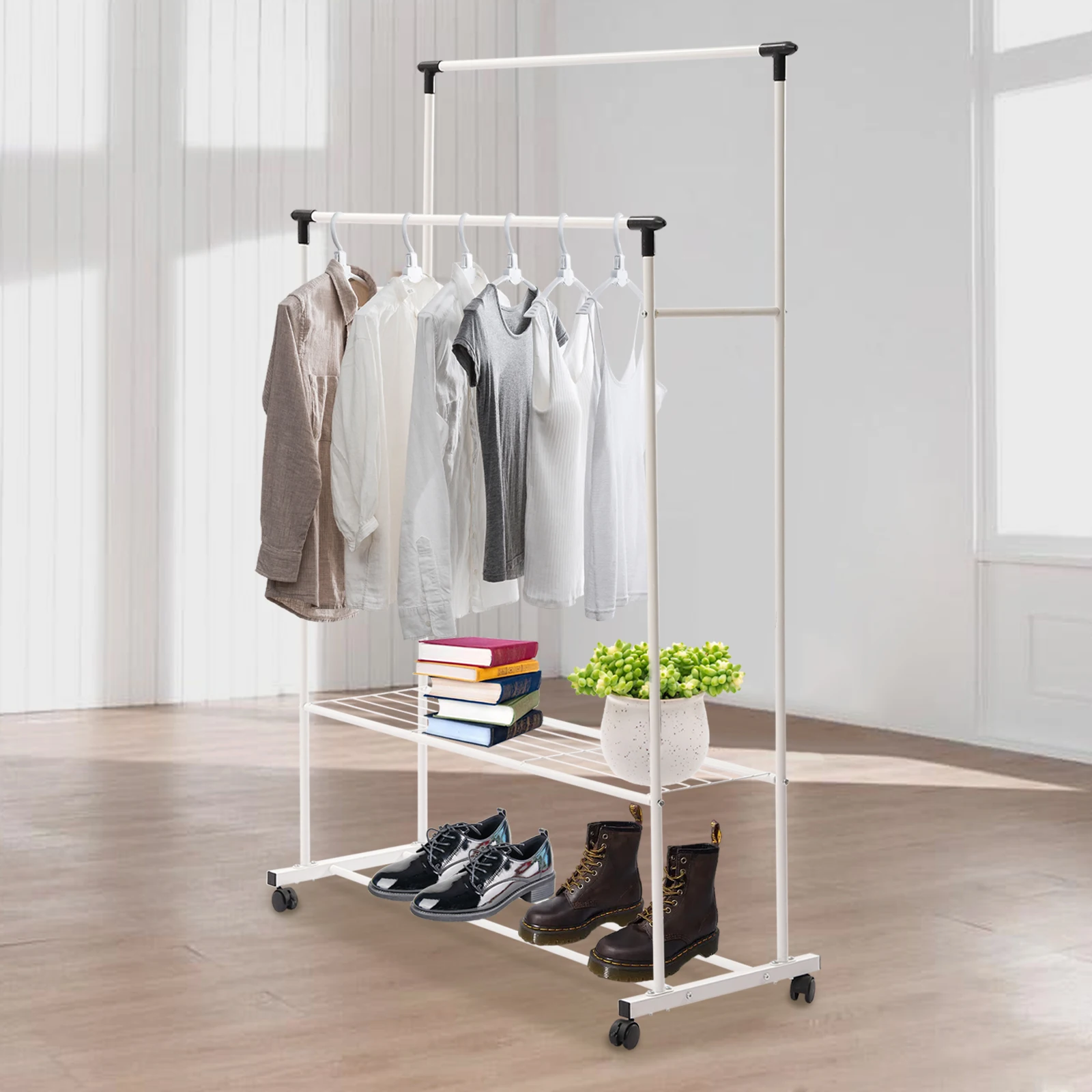 

Metal Heavy Duty Garment Racks Free Standing Clothing Rack Coat Hanger Quality