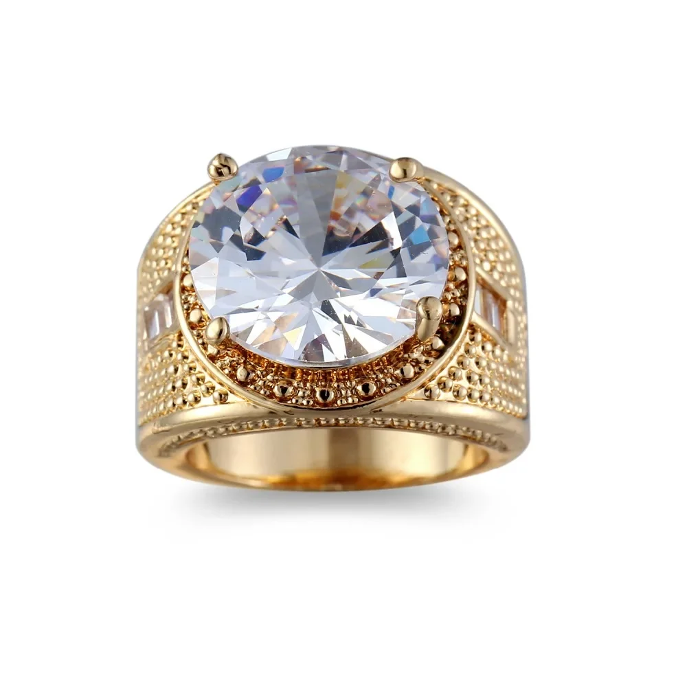 New High Quality CZ Women Mens Vintage Rings 18K Gold Filled Fashion Figure Ring Big Cz Crystal Stone Accessory 6-10