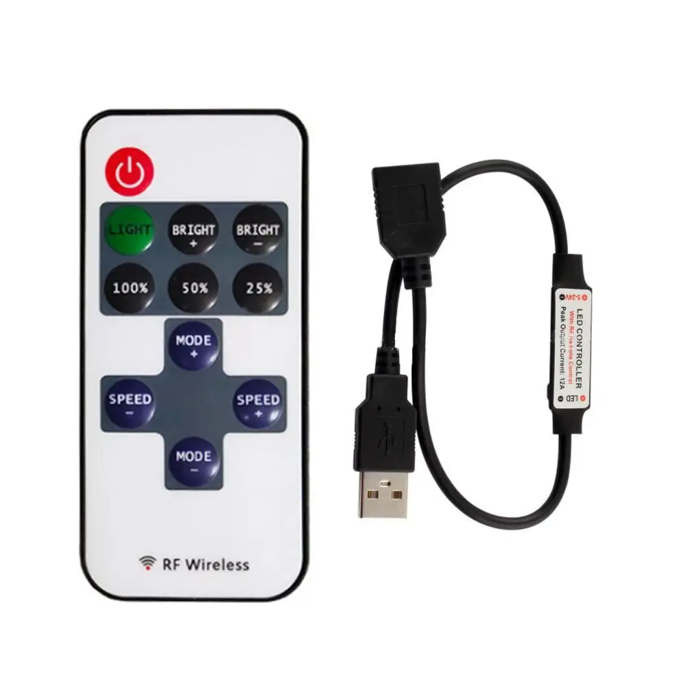 USB Interface For 5050/2835 RF Remote ON OFF Switch Switch Cable Power Supply Line Mini Dimmer Controller Switch LED Dimmer