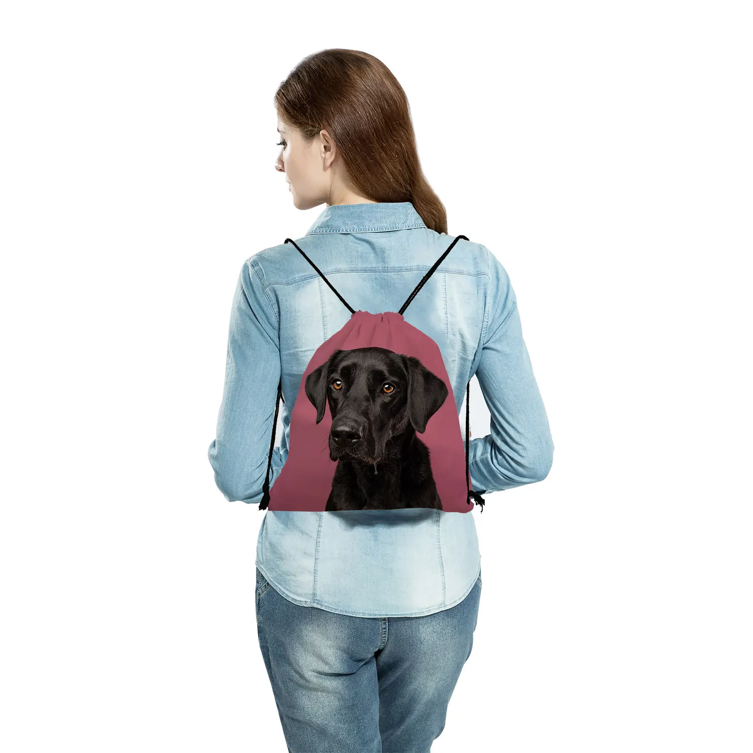 Farb malerei Tier Labrador Rucksäcke Mode gedruckt Haustier Hund Kordel zug Taschen Frauen benutzer definierte Muster Softback Tasche praktisch