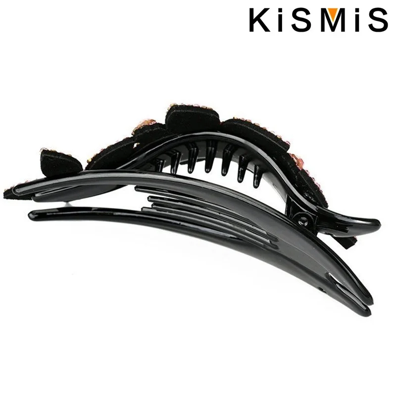 Colorful Rhinestone Hair Clip Double Temperament Ponytail Clip Top Clip Spring Clip for Women Girls Hair Accessories