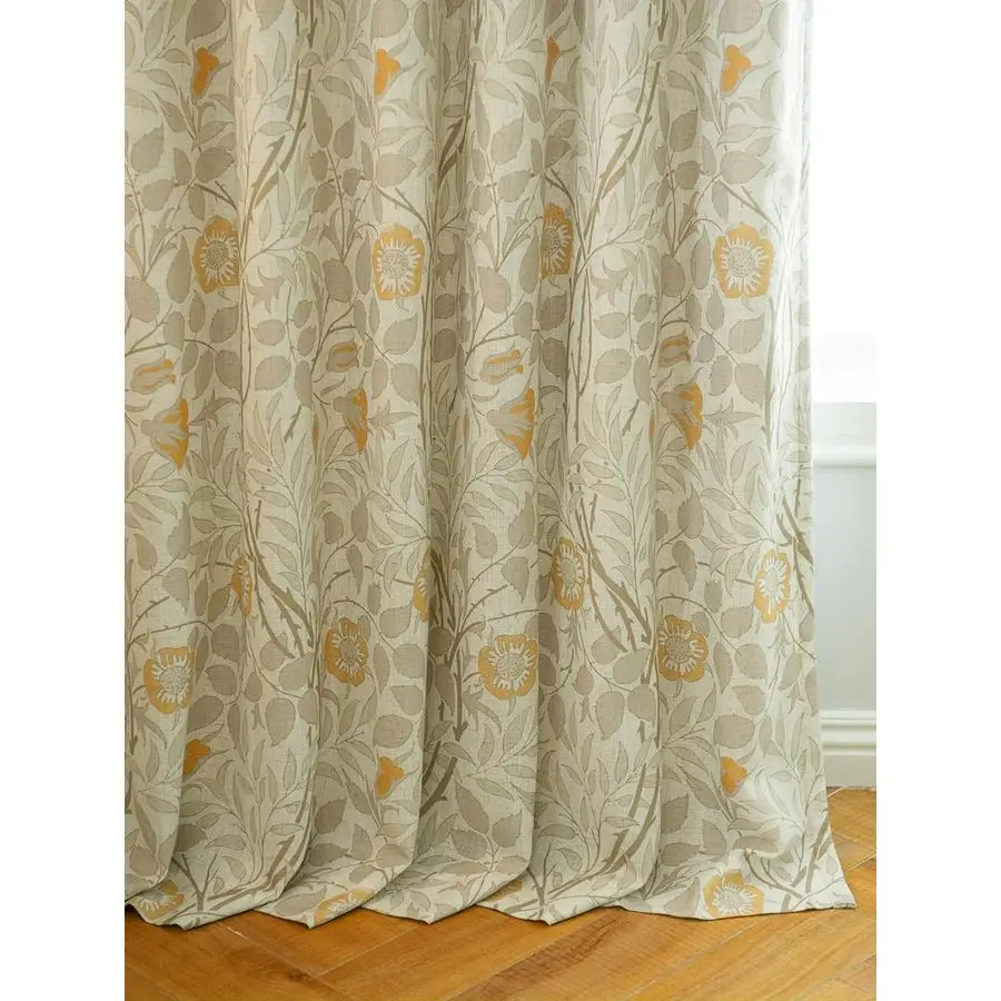 

Pleated Curtains 84 Inches 100 Blackout Curtains for Bedroom Living Room Dining Room Luxury Floral Linen Blended Room Darkening