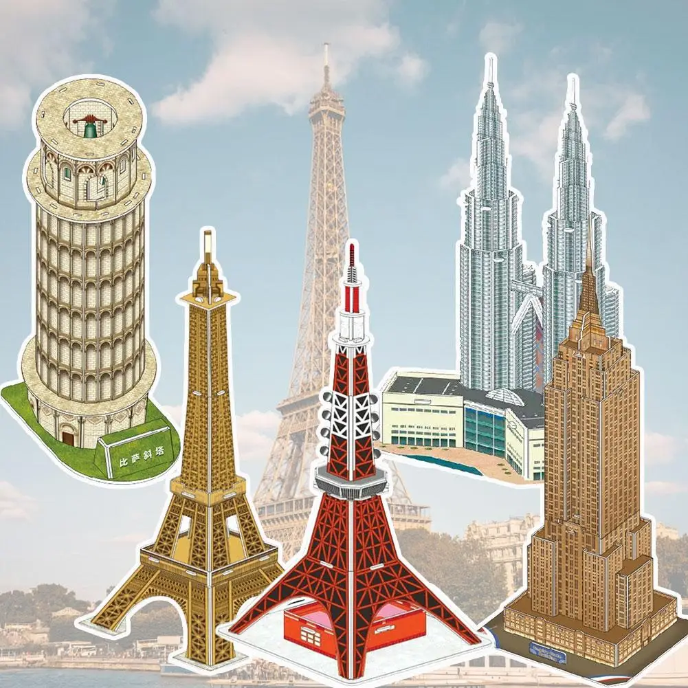 ثلاثية الأبعاد لغز معماري مشهور عالمي ألعاب تعليمية بيزا اليدوية بناء البيت الأبيض كتل رياض الأطفال لعبة الهدايا Towe C9Q1