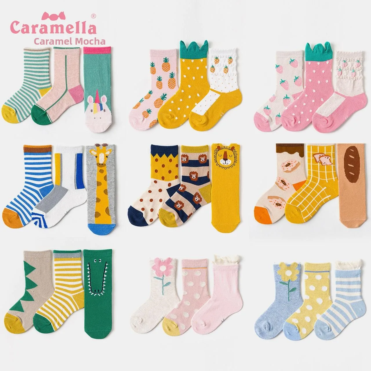 

New Autumn Winter Cartoon Animal Children's Mid-Calf Socks 3 Pairs Cotton Kids Socks Comfortable Breathable Soft Cotton Socks
