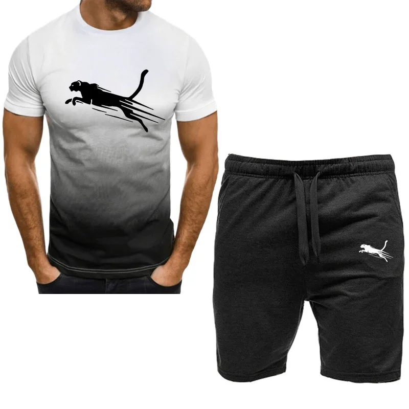 Men\'s short sleeved sportswear set, short sleeved T-shirt and sports shorts, casual wear, S-4XL