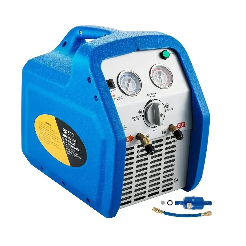 1HP Portable Refrigerant Recovery Machine, R32 R410A R22 R134A with Oil Separator, HVAC AC Freon Recycler