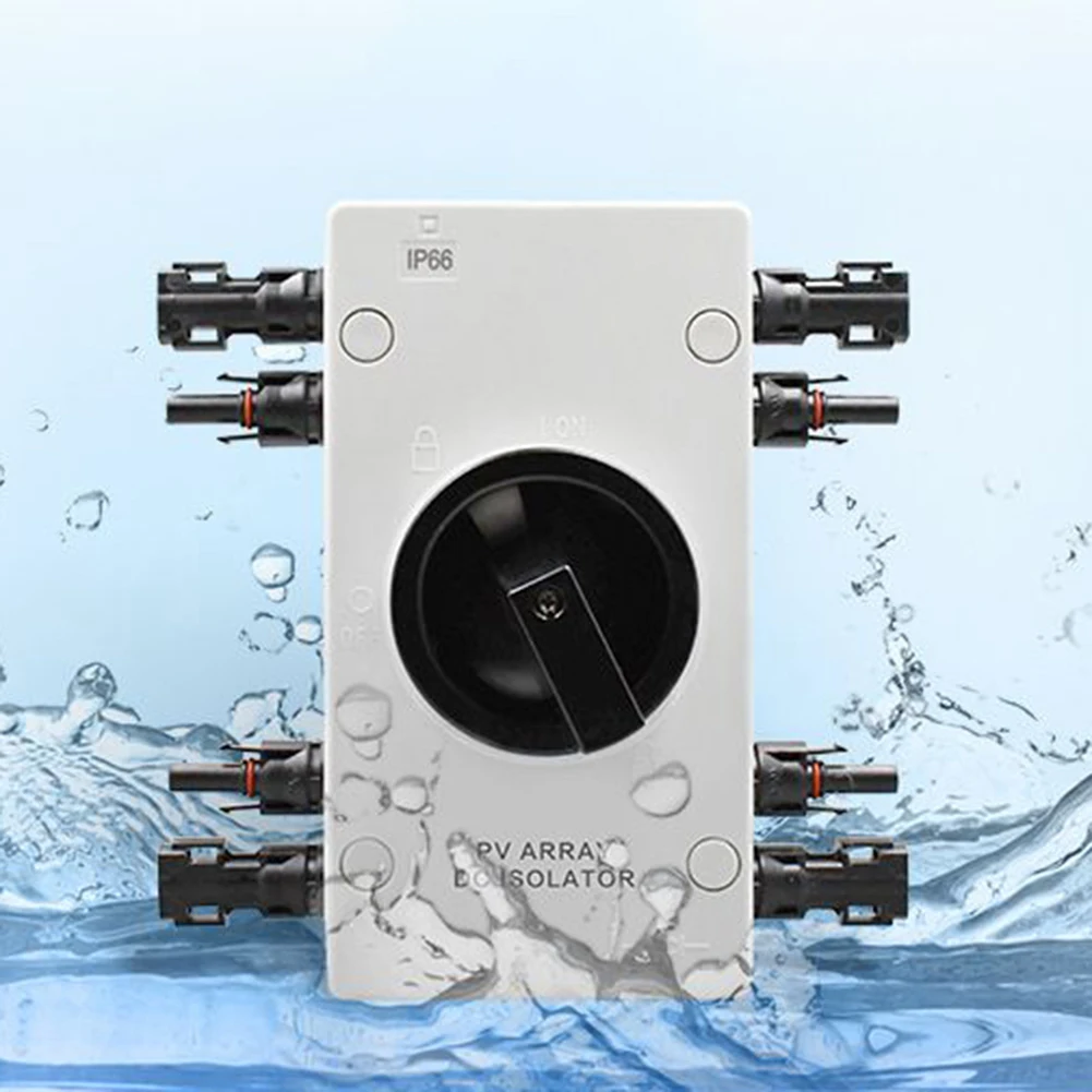 Solar PV DC Disconnect Switch 32A 1000V with IP66 Waterproof Housing and Quick On/Off Control for RV and Marine Power Systems