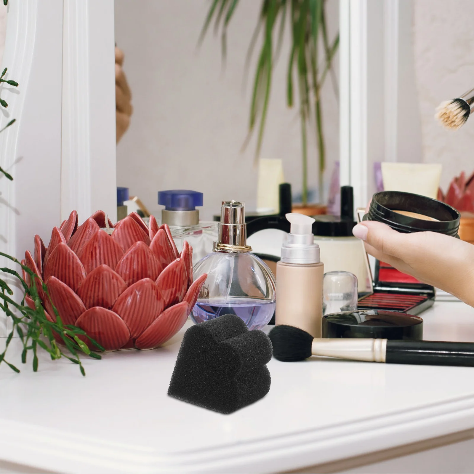 Set di 10 spugne per applicatore per trucco portatile a forma di fiore di pruno per fondotinta in polvere