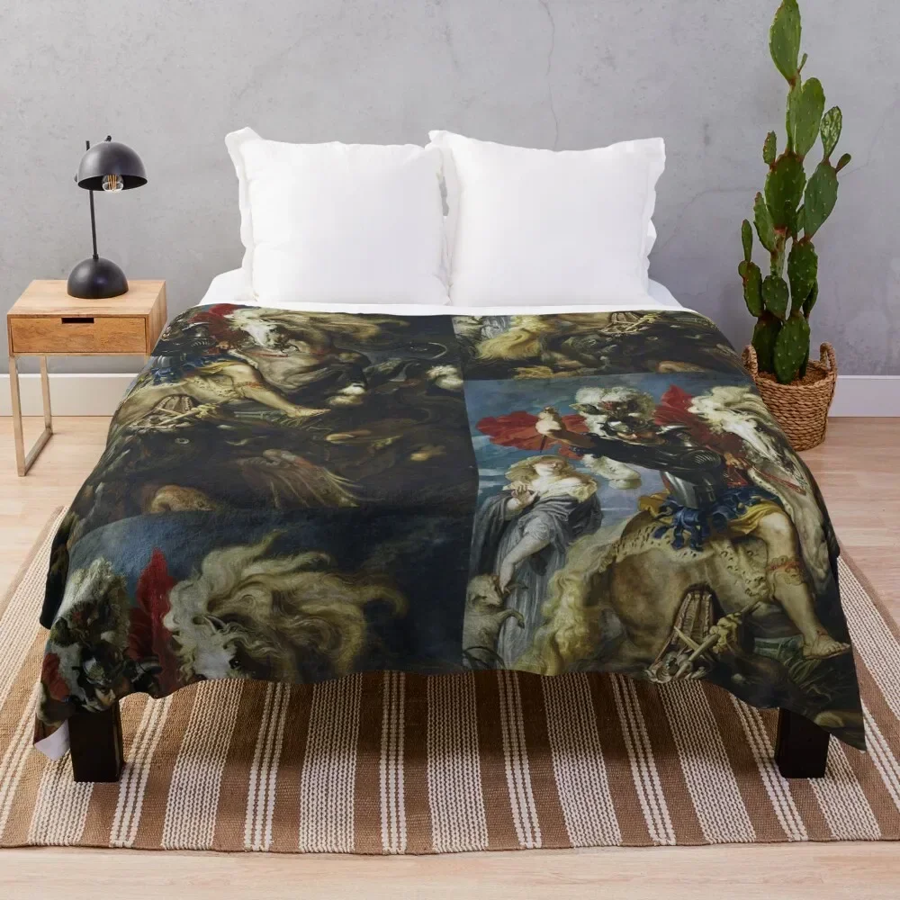 Saint George and the Dragon by Peter Paul Rubens Throw Blanket Polar blankets ands Moving Blankets