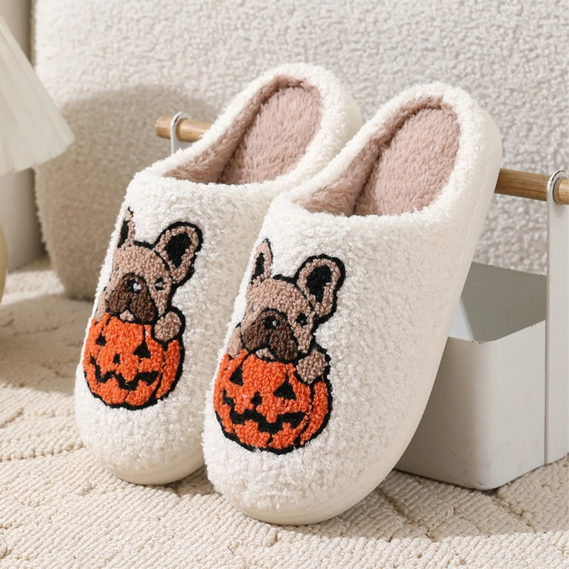 Halloween Slippers For Women Men Spooky Slides Soft Plush Fuzzy Slippers Slippers Indoor Outdoor Shoes