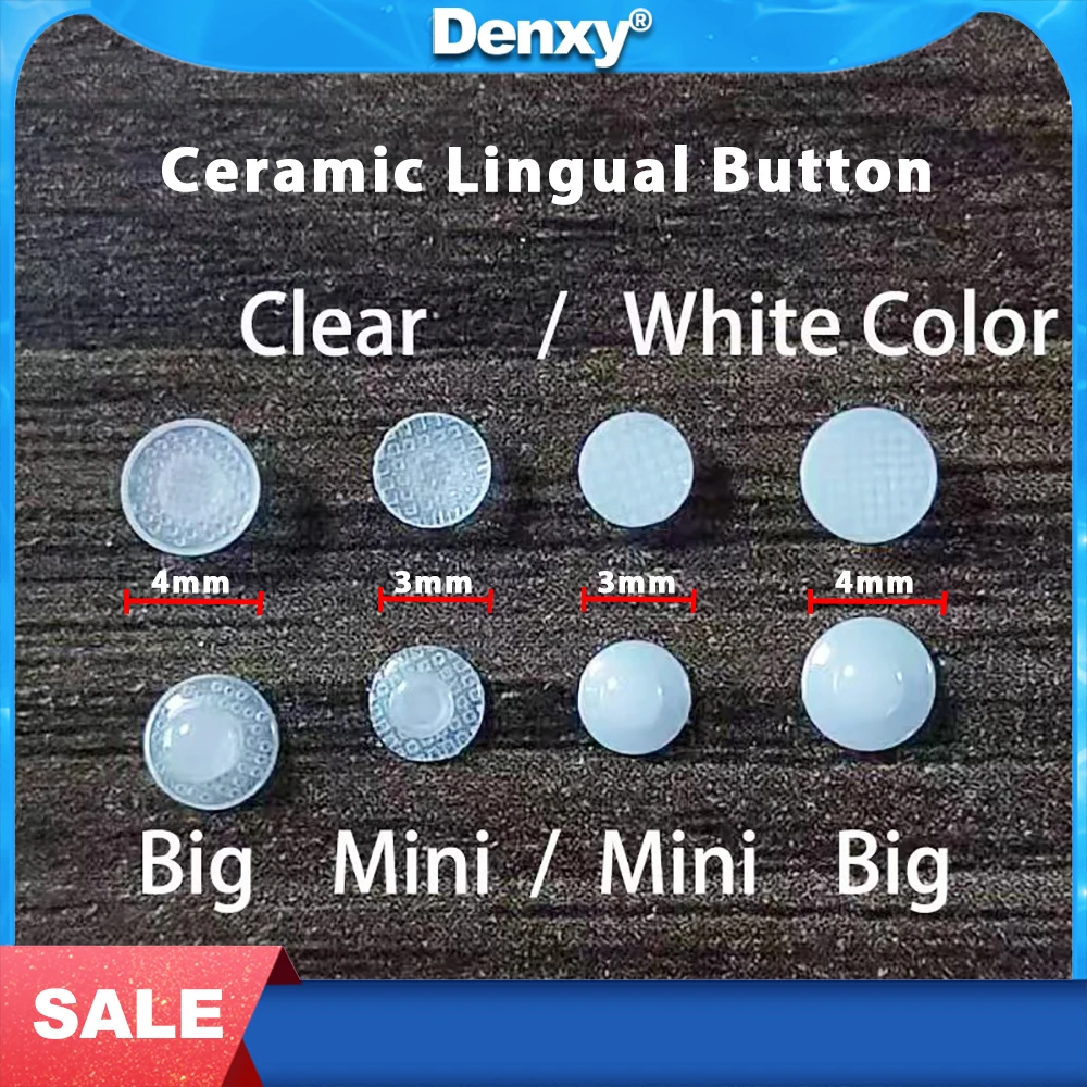 

DENXY Стоматологические ортодонтические керамические лингвальные пуговицы, белая прозрачная невидимая кнопка, склеиваемые насадки, стоматологические материалы