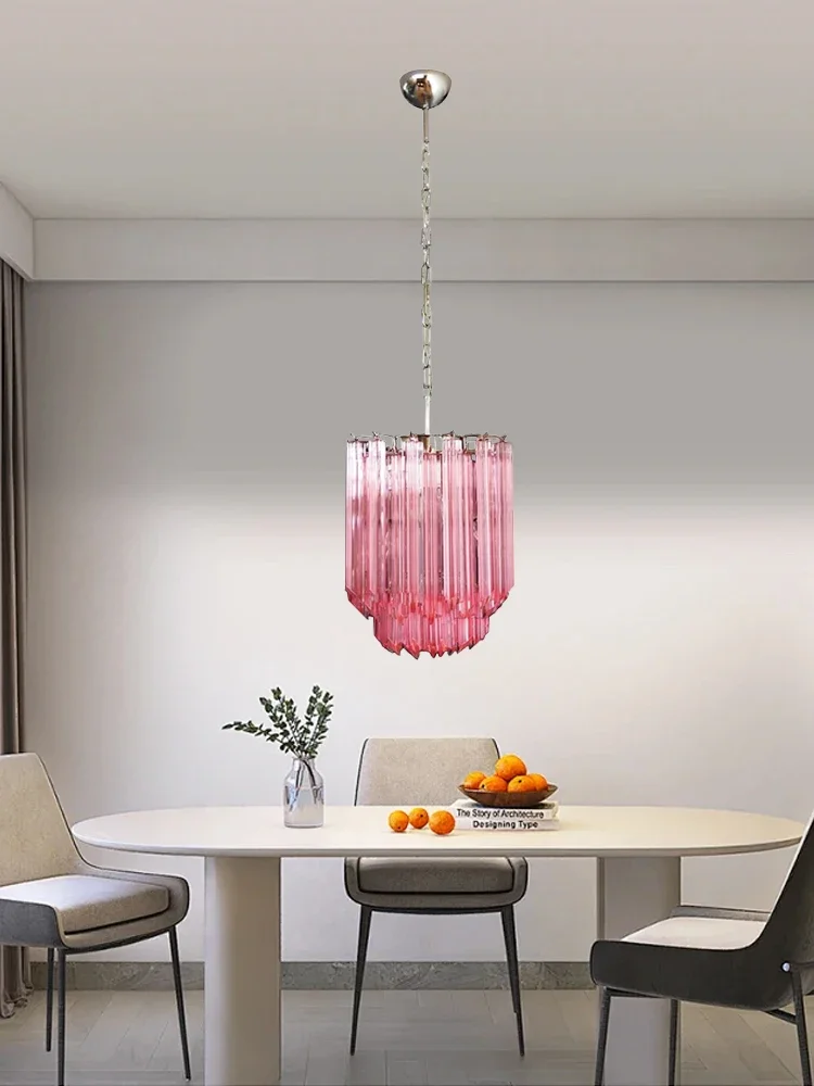 Modern Dining Table Pink Glass Ceiling Pendant Lamp Led Home-appliance Glass-made Lighting for Living Room Lustres Lamparas