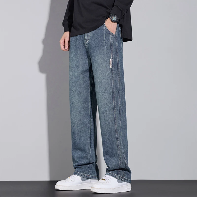 Herbst männer Kleidung Gerade Jeans Bequeme Breite Beine Mode Lässig Vintage Männlichen Denim Hosen Streetwear Hosen