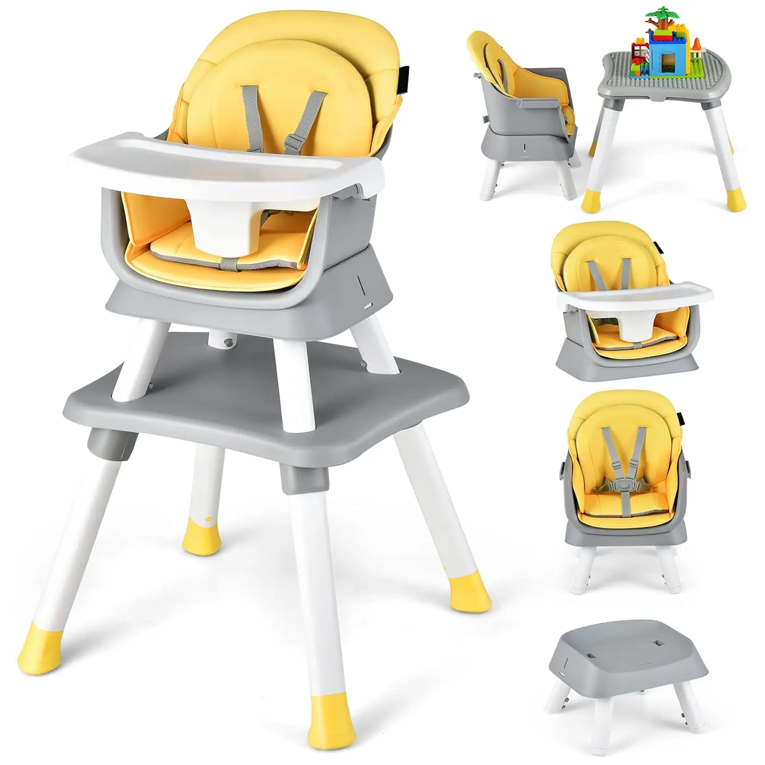 8 in 1 Baby High Chair, Convertible Highchair for Babies and Toddlers/Table and Chair Set/Building Block