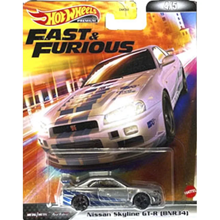 Original Hot Wheels Premium Car Fast & Furious Diecast 1:64 Voiture Nissan Skyline GTR R34 Mitsubishi Boy Toys for Children Gift