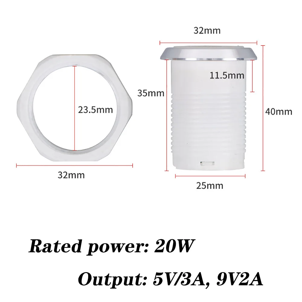 Desktop hidden integrated USB charger 9V/2A 5V/3A 1 USB 1 Type-C mini fast charging car charger car power embedded socket