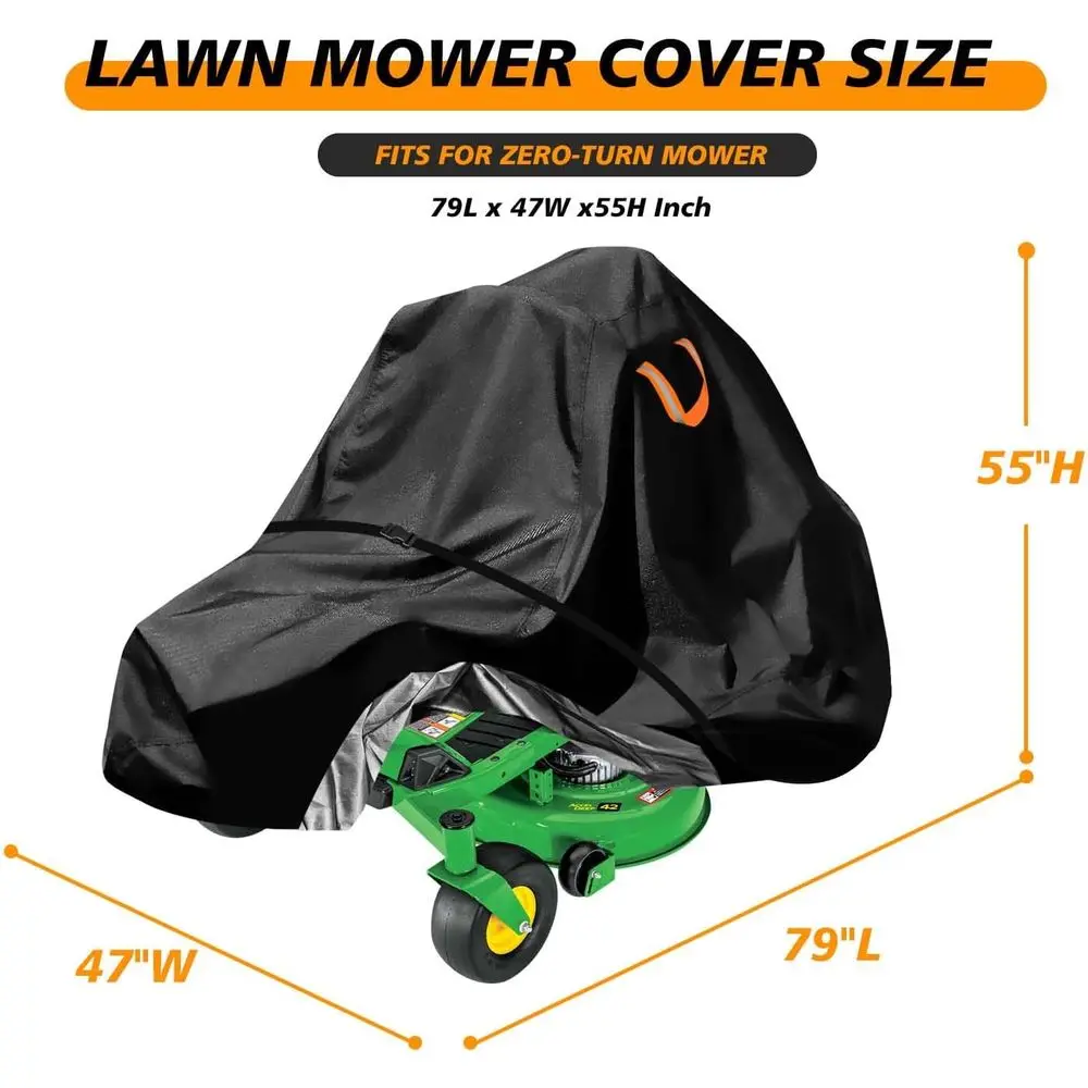 Zero-Turn Lawn Mower Covers,Waterproof Outdoor Riding Mower Cover,Fits up to 60" Decks Rider Lawnmower Storage Cover Accessories