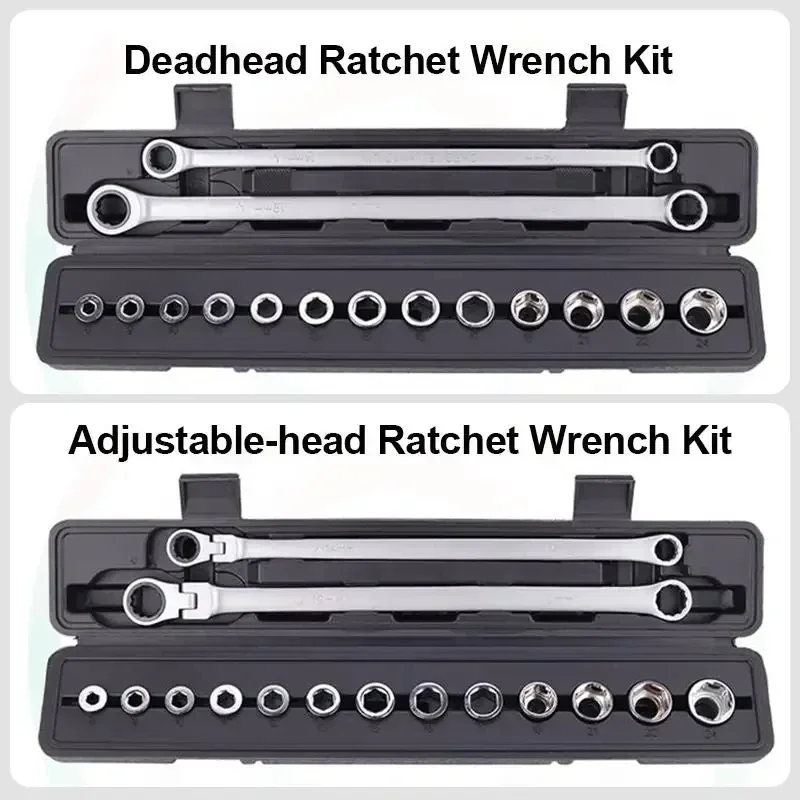 New 36/27/15PCS Adjustable Ratchet Wrench Kit Car Repair Hand Tools Socket Set Vanadium Steel Torque Professional Practical