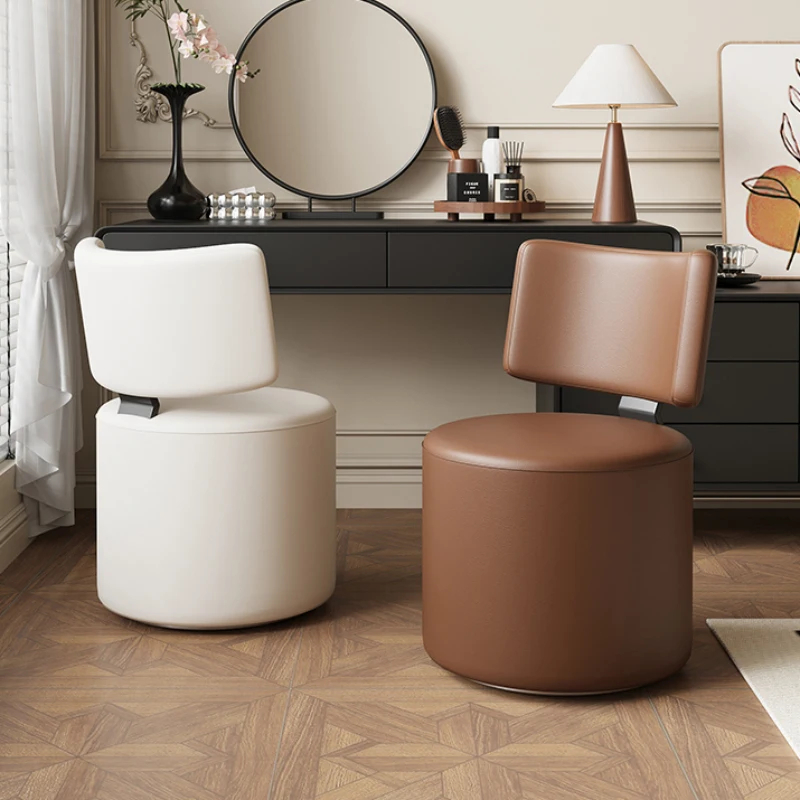 2024 New Dressing Table Stool Bedroom Backrest Rotating Makeup Chair Antique Round Stool Toilet Makeup Furniture Living Room image 3