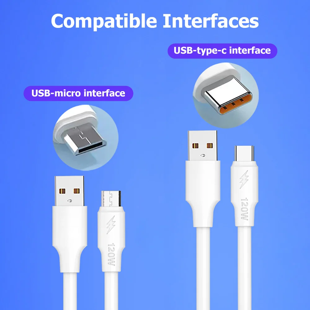 Fast Charging Micro USB Type C Cable 120W 6A for Xiaomi 17 Pro Max 15 14 13 Pro Poco X7 Redmi Note 15 Samsung