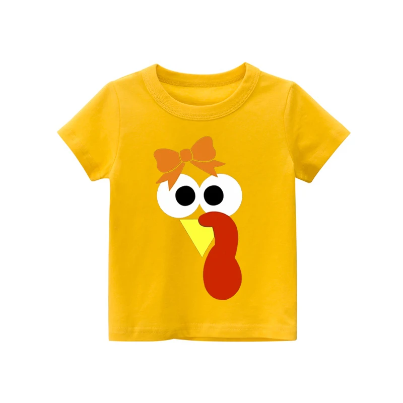 Turkey Face Boy or Girl Infant T-shirts Thanksgiving Baby Shirt Turkey Day Boys Clothes Fashion Cotton Tops Thanksgiving Day