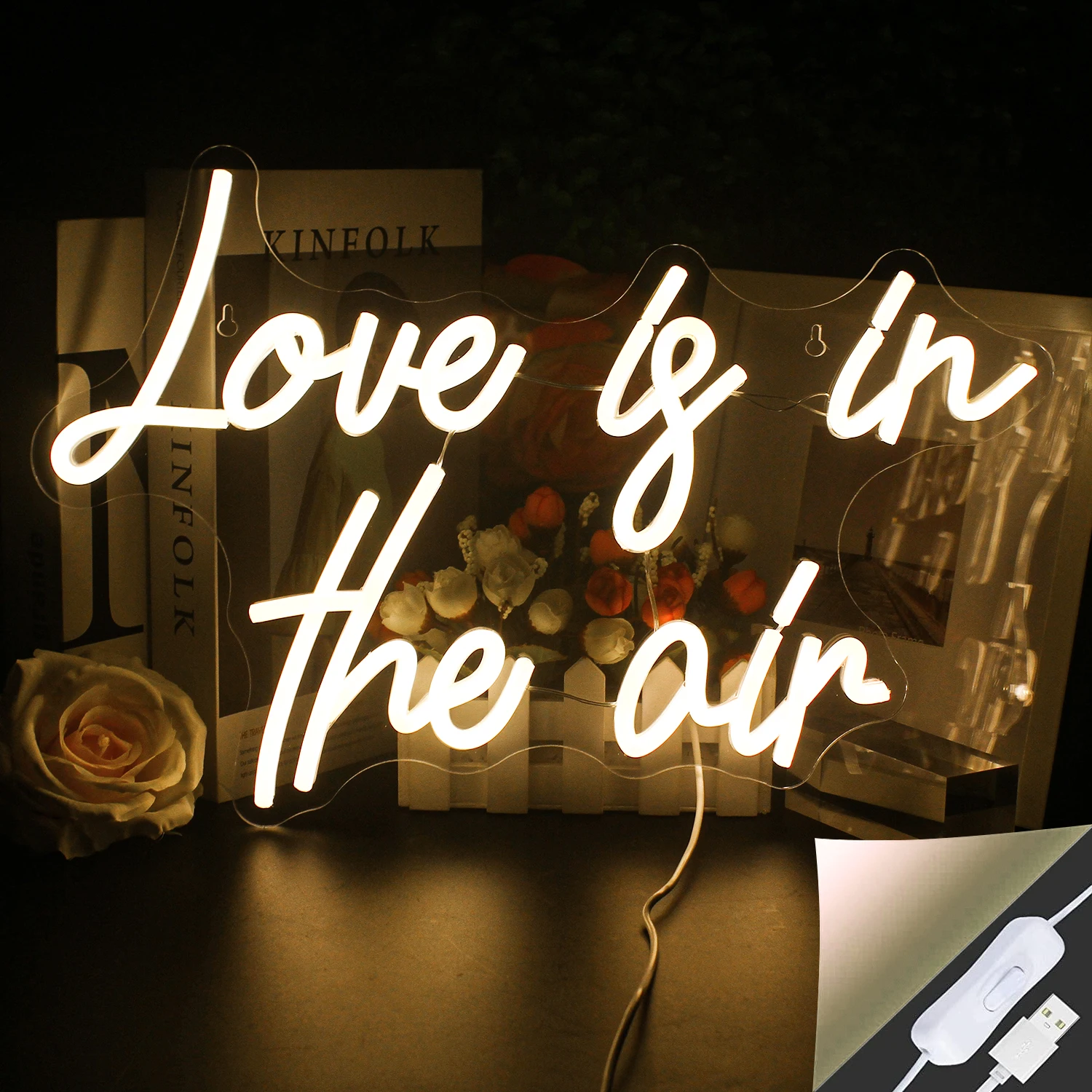 

Handmade Warm White Neon Love is in the air Led Neon Light Wedding Party Home Wall Decor Marriage Girls Neon Light Board 5V USB