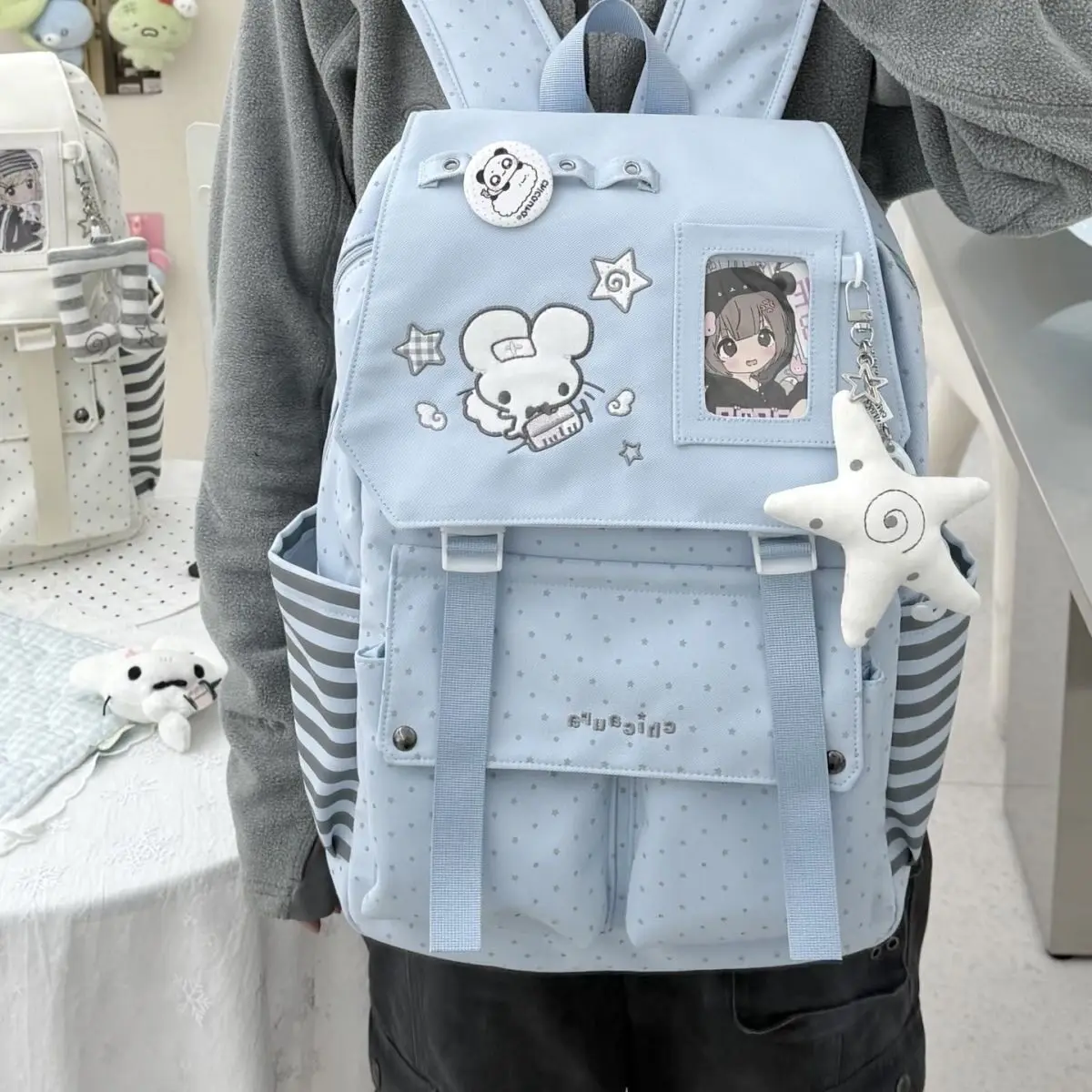 Girl Cute Cartoon Japanese Ancient School Bag Ins Backpack Class Commuter Student Versatile Backpack Leisure Bag for Women