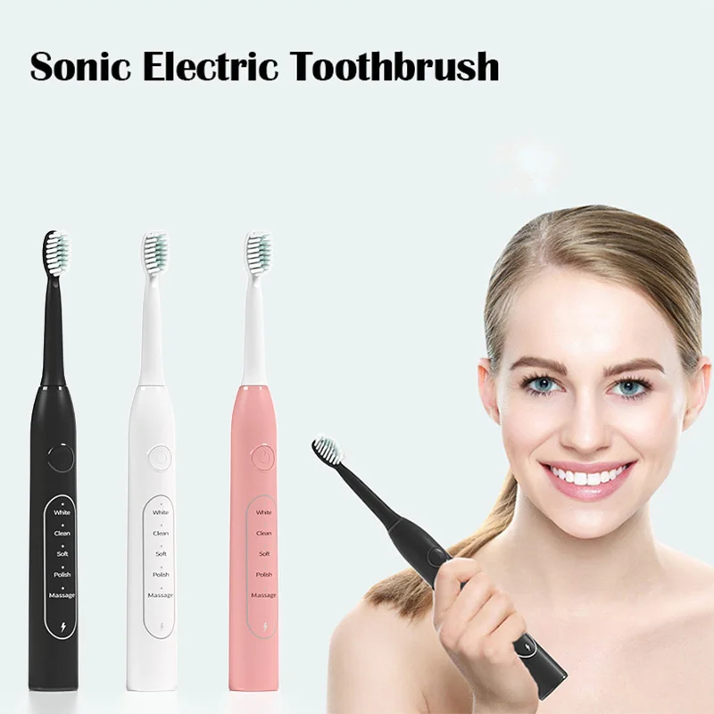 Sonic Electric Toothbrush Adult Smart Timing Tooth Brush Fast Type-C Rechargeable Toothbrush Clean With 4/8pcs Replacement Head