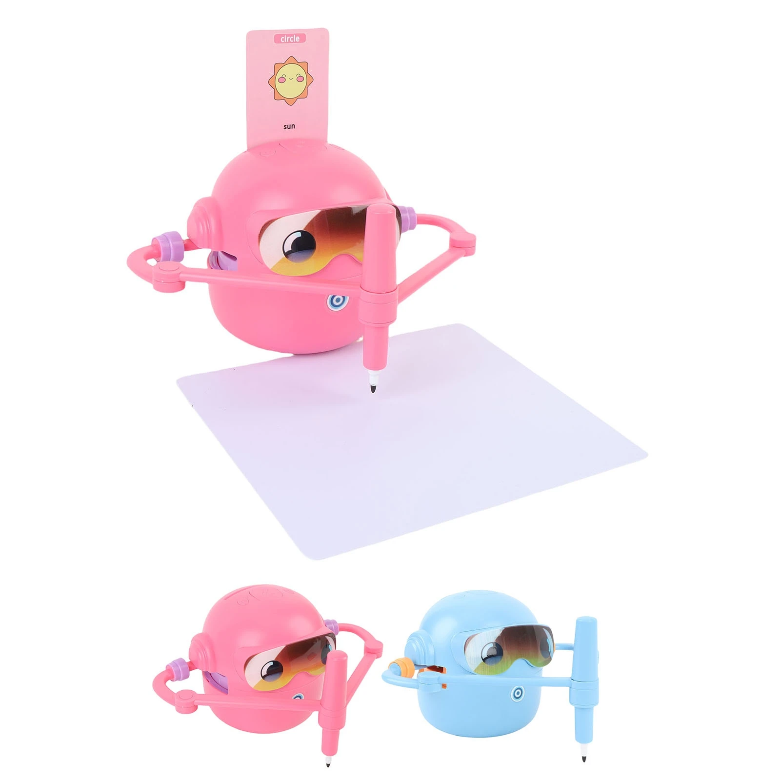 Painting Learning Robot 2400mAH Educational Safe Preschool Learning Drawing Robot with 100 Word Cards 12 Color Pens for Children