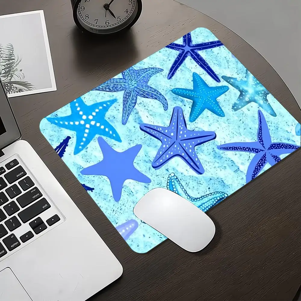 Blue sea star Mouse Pad Small Office Table Mats Computer Accessories Washable Non-slip Rubber with Precision Lock Edge