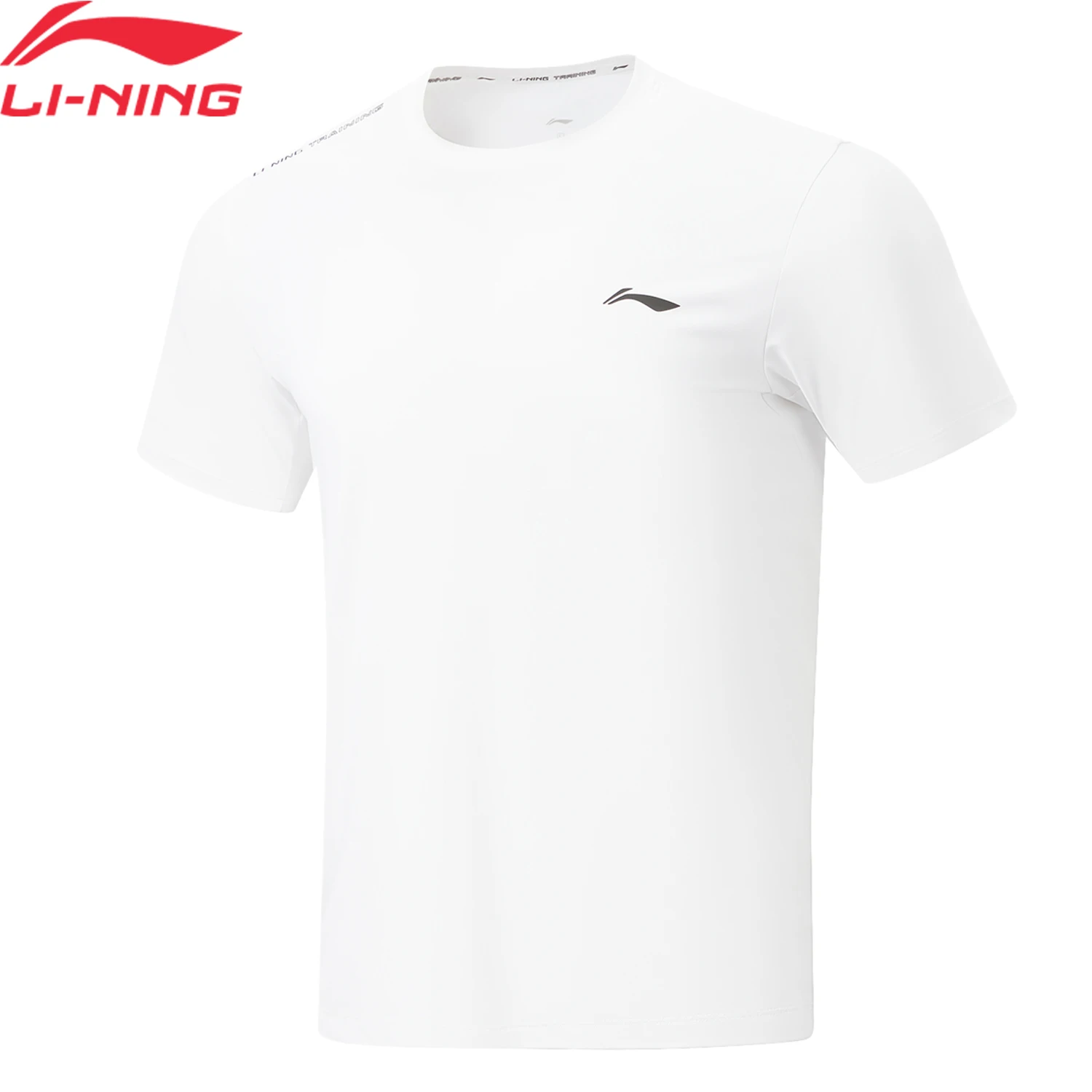 

Мужские тренировочные футболки Li-Ning LN DRY, 81% полиэстер, 19% эластан, стандартный крой, дышащая футболка LiNing с коротким рукавом ATSW195