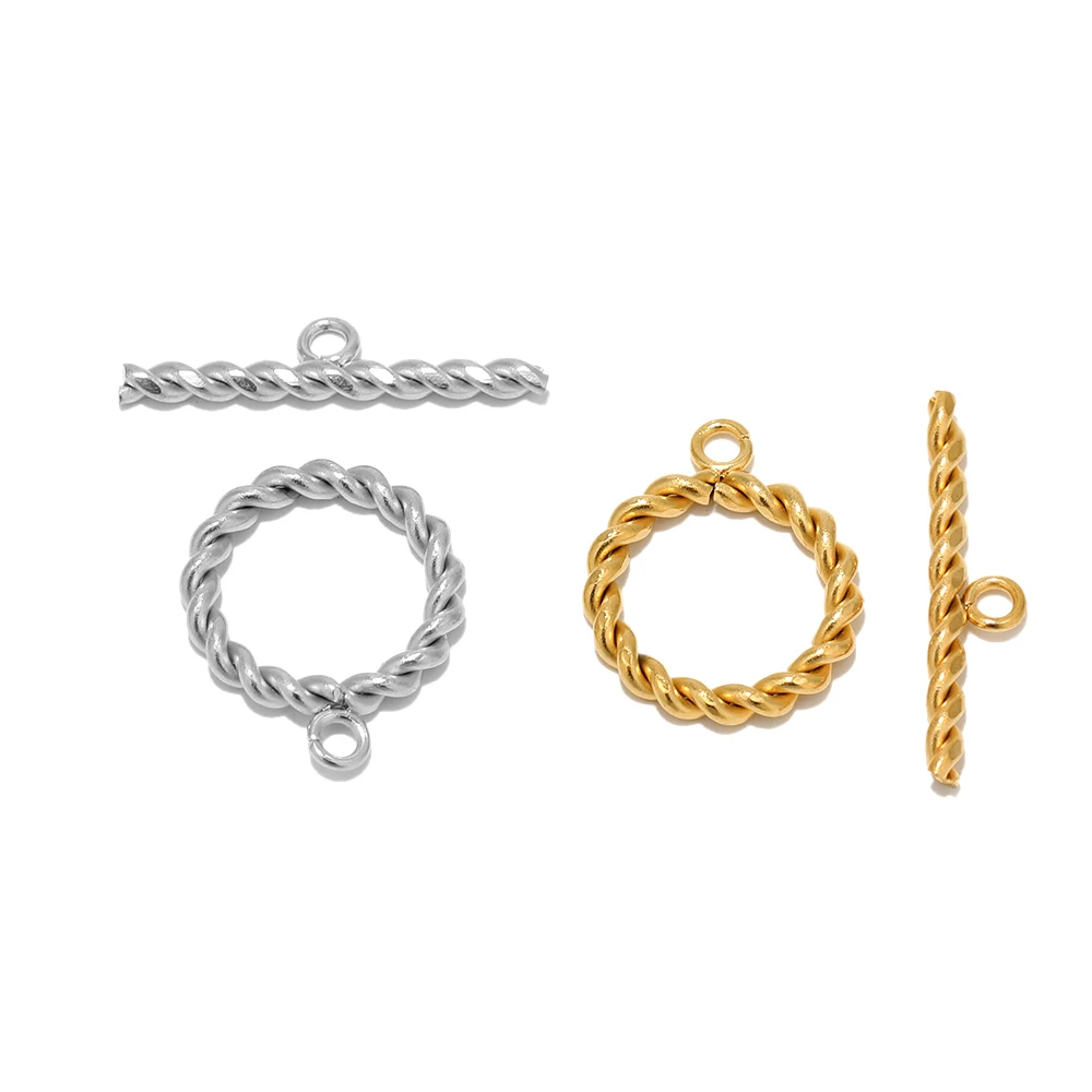 5 Sets Edelstahl Goldfarben Twist OT-Knebelverschlüsse DIY Schmuckherstellung Halskettenhaken Armbandverbinder Zubehör – Detail 6